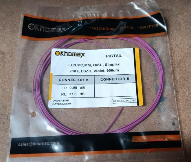PIGTAIL LC/UPC, MM, OM4, Simplex 2mts, LSZH, Violet, 900um